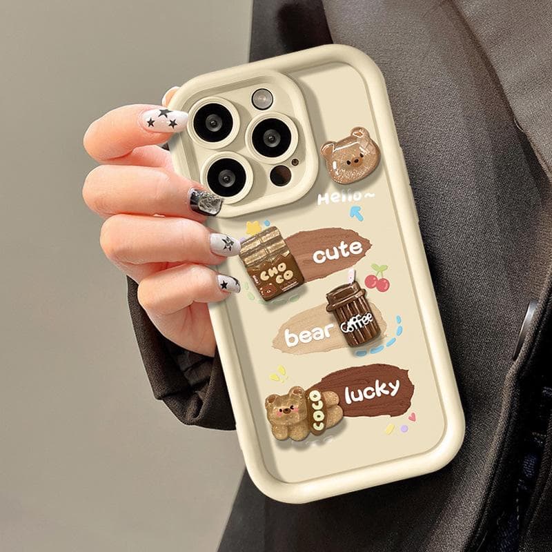 Applicable To Apple 15 Mobile Phone Case Iphone14 Pigment Bear Doll 13pro Frosted Silicone 12 Full Cover Anti-fall X iPhone SE (3rd Generation)