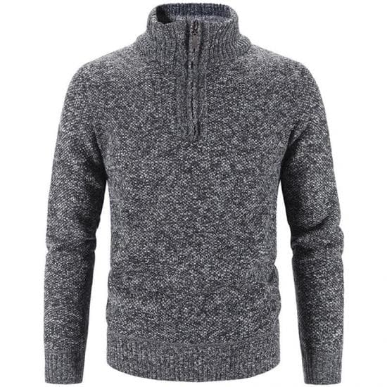 2024 Winter Men's Fleece Thicker Sweater Half Zipper Turtleneck Warm Pullover Quality Male Slim Knitted Wool Sweaters 3Xl XL dark grey