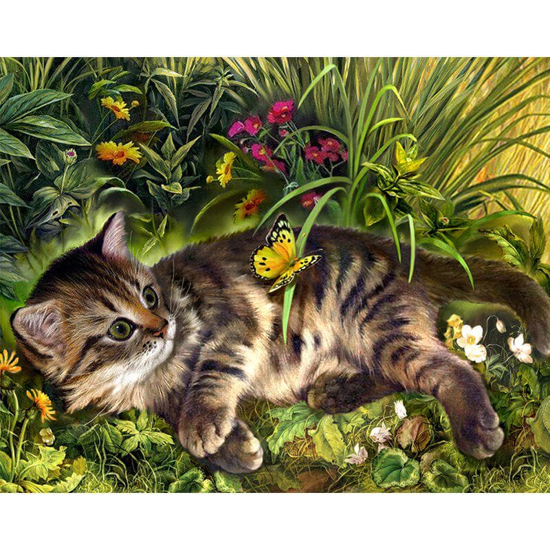 5D Diamond Painting Cat Animal DIY Full Round Diamond Embroidery Cross Stitch 20X30CM