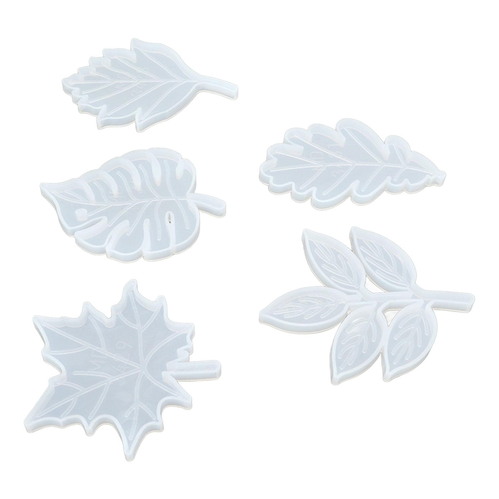 5Pcs Leaves Coaster Mold Leaf Style Design Reusable Silicone Glossy Flexible Silicone Coaster Mold