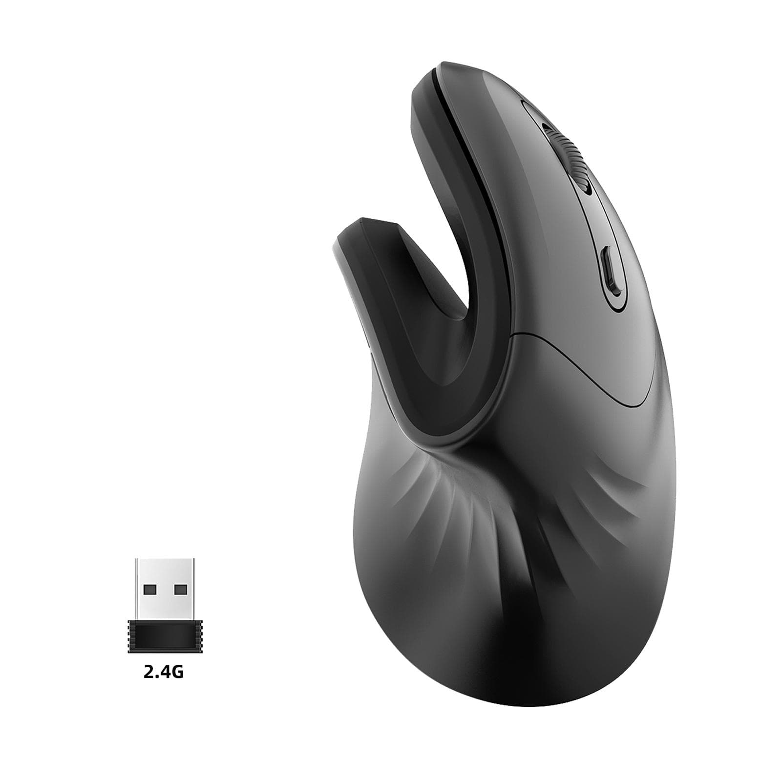 Vertical Mouse Wireless 2.4G Rechargeable Ergonomic Design Mice 3200DPI Adjustable Optical E-sports Battery black