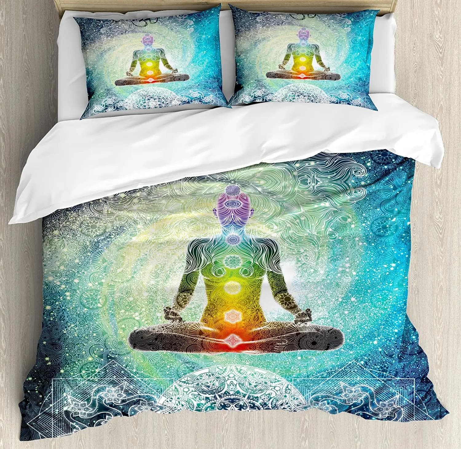 Lotus Bedding Set For Bedroom Bed Home Sacred Geometry Yantra Mandala with Triangle Figur Duvet Cover Quilt Cover And Pillowcase EU single(135x200cm)