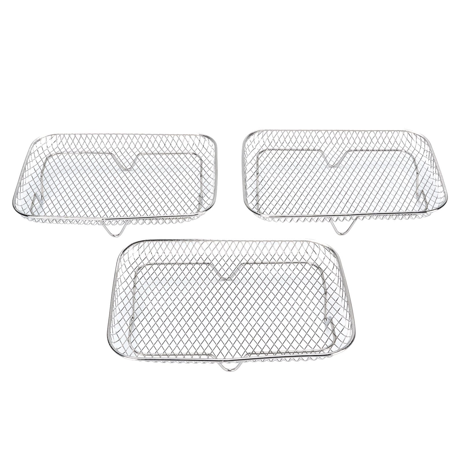 3PCS Fryer Rack Set 304 Stainless Steel Stackable Multi Layer Rectangular Dishwasher Safe Fryer L(for 6.5-9kg)