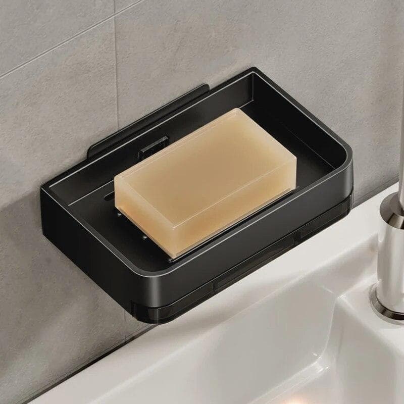 Metal Soap Holder Without Drilling Bathroom Soap Dish With Drain Water Wall Mounted Soap Organizer Bathroom Accessories black