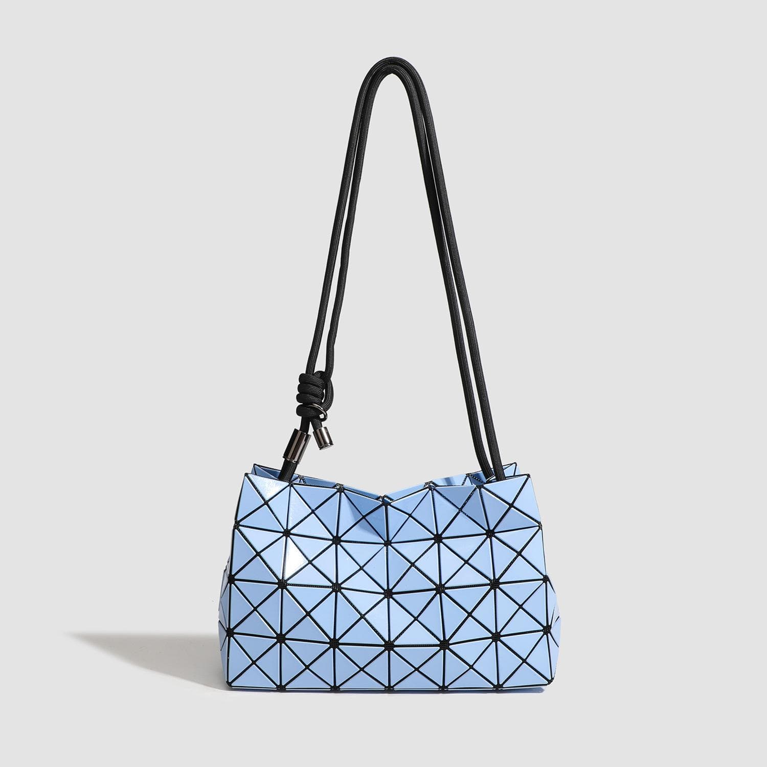 Geometric Diagonal Small Square Bag Drawstring Boston Bag Simple Diamond Check Bucket Bag One Shoulder Armpit Bag Women blue
