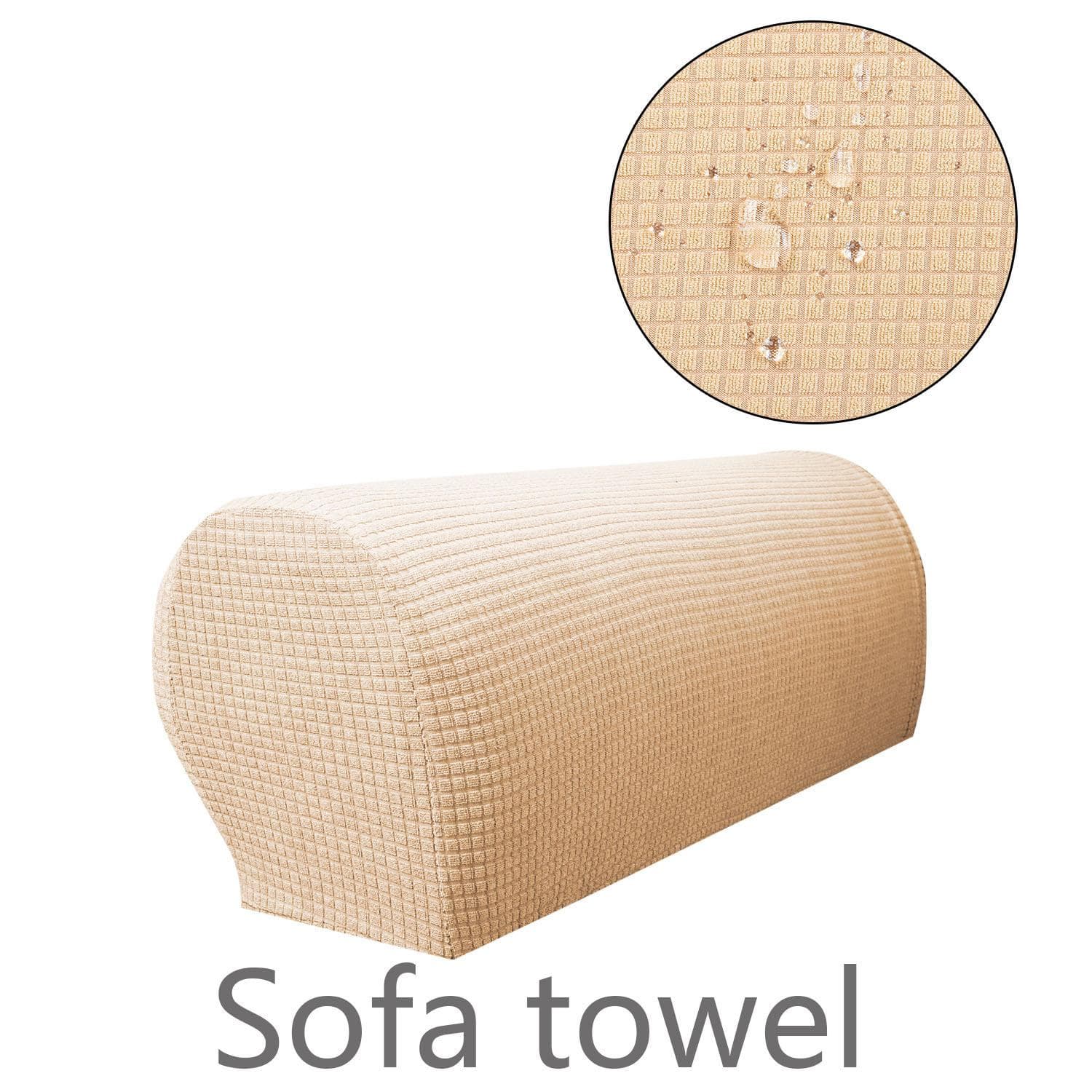 1 Pair Sofa Covers for Living Room Removable Arm Stretch Couch Chair Protector Armchair Covers Armrest Solid Couch Cover None beige