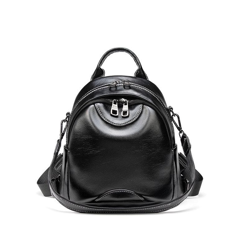 Backpack Women Retro Soft Leather Small Backpack Bag Women Easy To Take Travel Bag Anti-theft Leisure Mommy Bag black