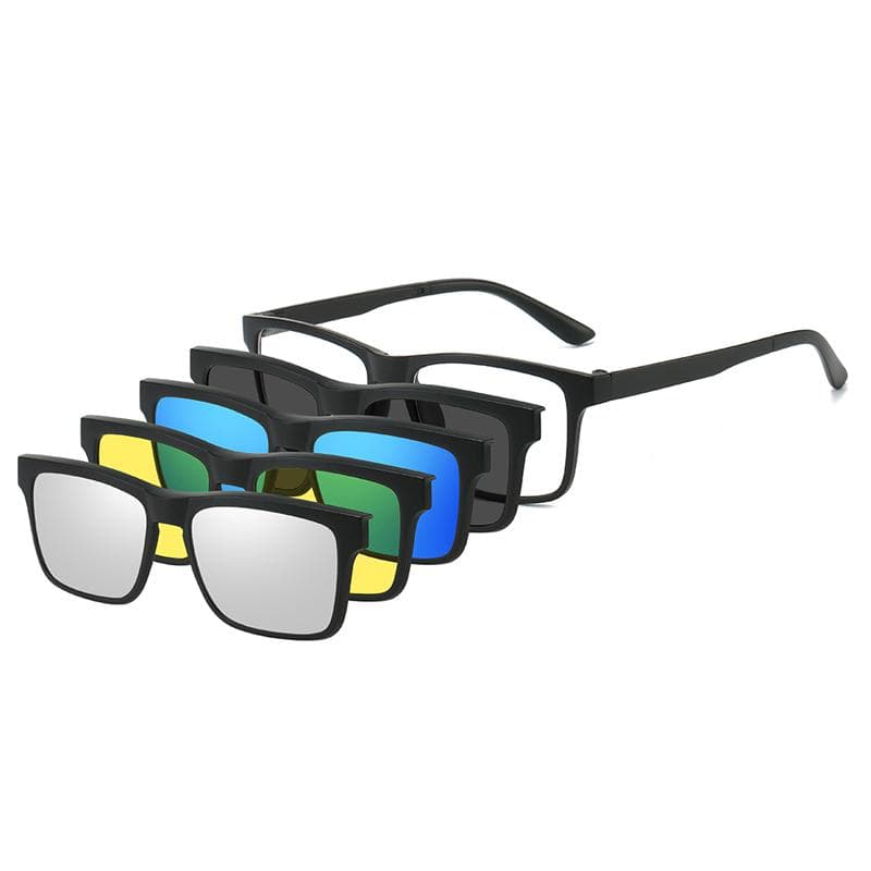 1PC 5In1 Magnetic Clip On Glasses Frame Trendy Fishing Driving Sunglasses For Men UV400 Optical Computer Glasses