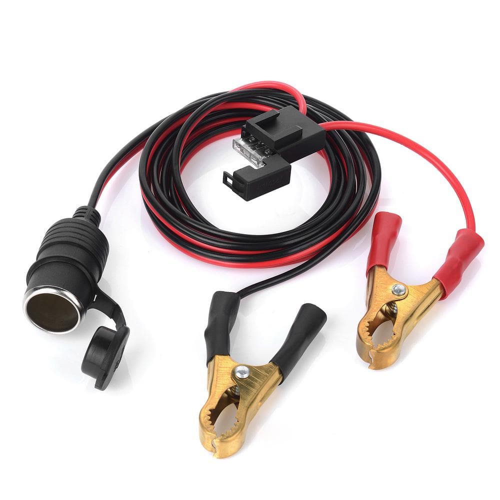 12V 24V Female Car Cigarette Lighter Socket to Battery Alligator Crocodile Clips Connector 2FT Car