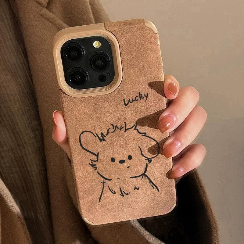 Brown Veneer Cute Puppy Suitable for Apple 16promax Mobile Phone Case IPhone13pro Women 15/14 iPhone XS Max