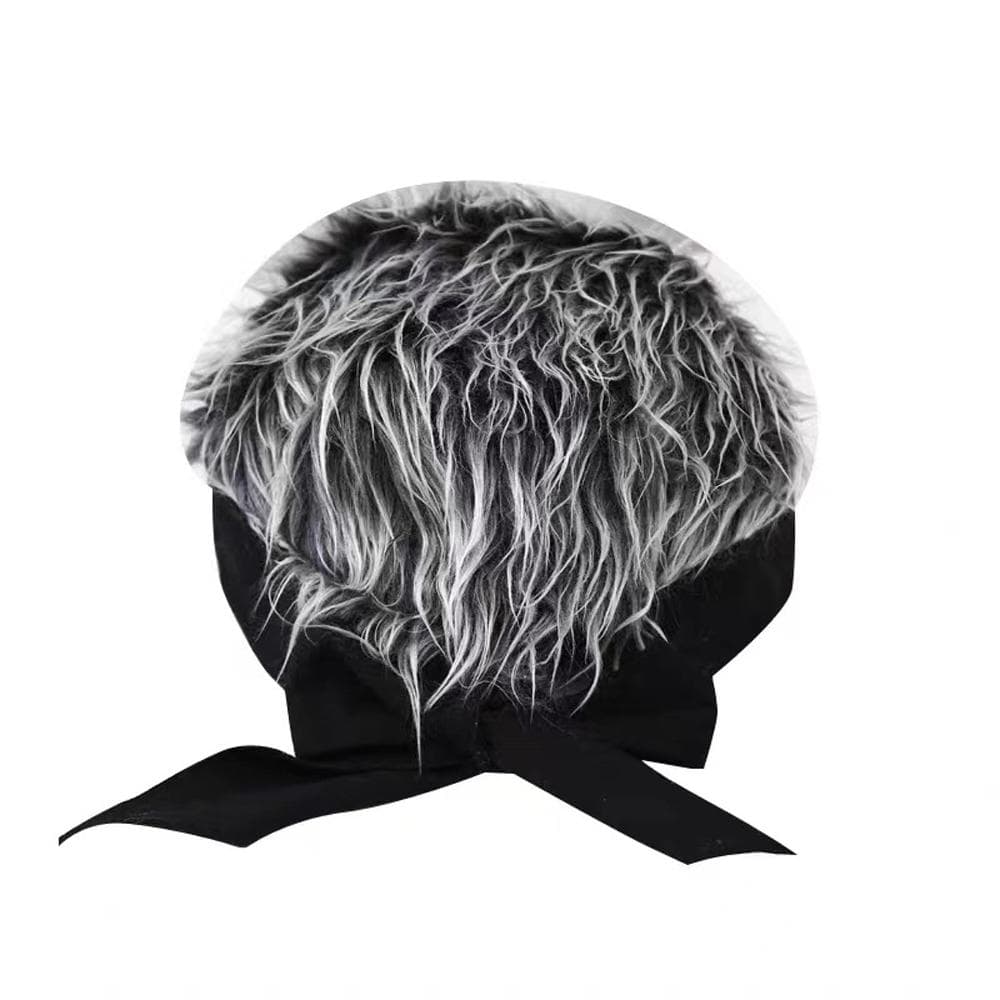 Wig Hat Artificial Wig Headband Funny Short Hair Wig Hat for Men Women All Seasons grey
