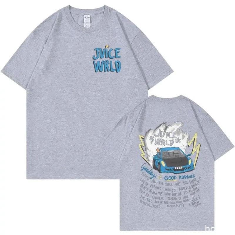Rapper JUICE WRLD classic short sleeved printed T-shirt L light grey