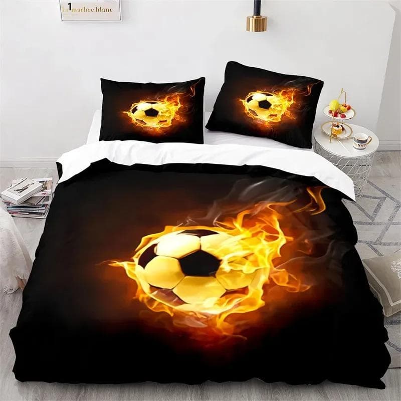 3D Soccer Duvet Cover Set King Queen Boys Watercolor Football Bedding Set Youth Sports Theme Quilt Cover For Child's Dorm Room US Queen 228x228cm