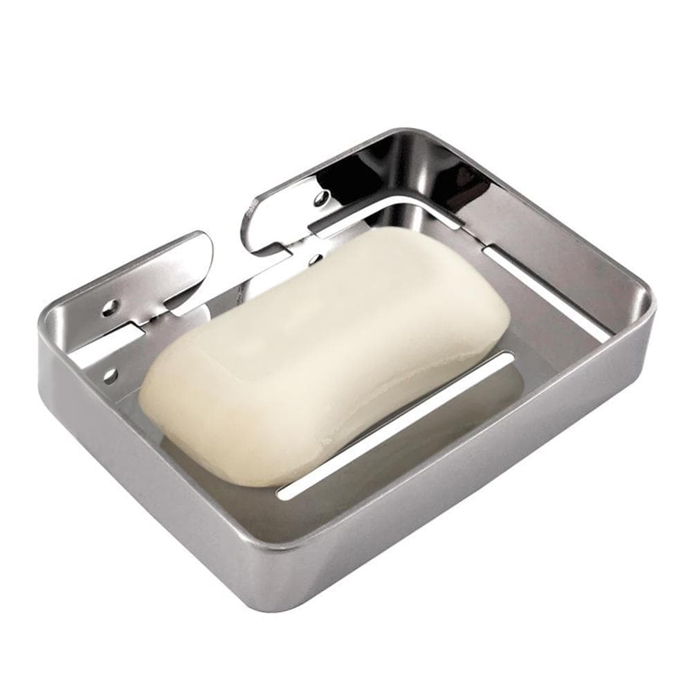 Stainless Steel Soap Dish Drain Soap Holder for Shower Soap Rack for Bathroom Kitchen Bath Tub silver