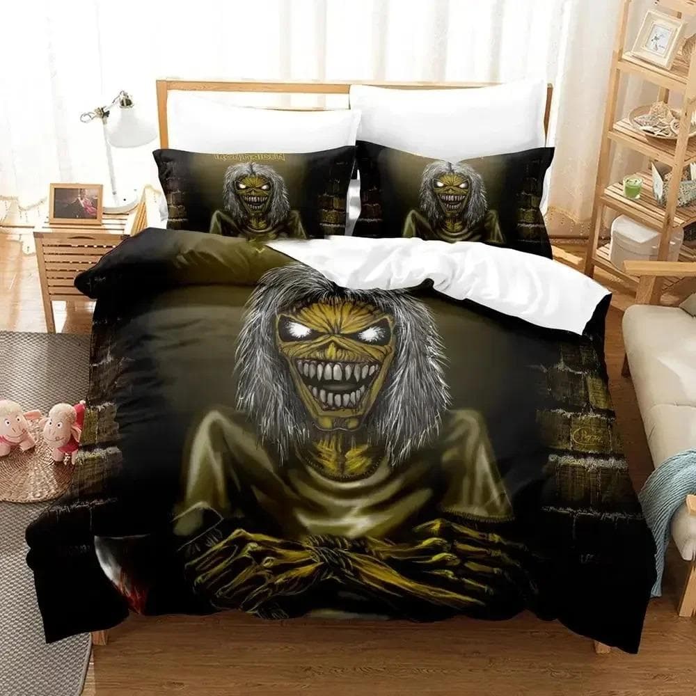 Iron Heavy Metal Maidens Bedding Set Duvet Cover Bed Set Quilt Cover Pillowcase Comforter king Queen Size Boys Adult Bedding Set 135x200cm 2pcs