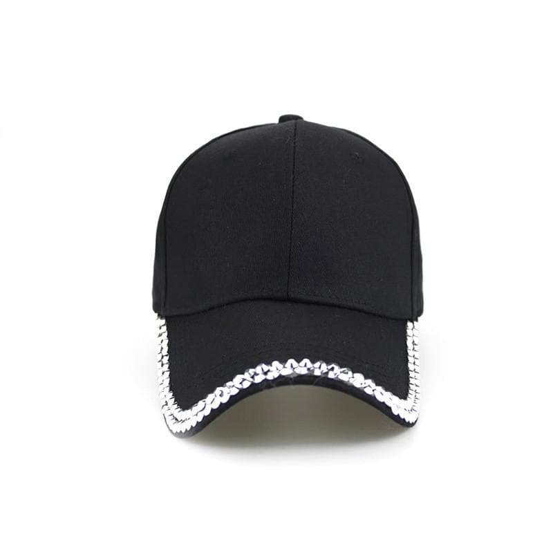 New Fashion Sparkling Cotton Baseball Cap With Adjustable Sunshade For Adults black