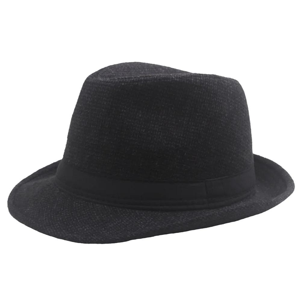 Autumn and Winter New Woolen Jazz Hat Vintage Middle Aged and Elderly Warm and Cold Proof Woolen Wide Brimmed Grandpa Hat black