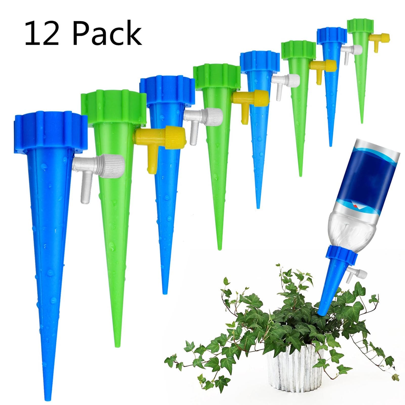 Automatic Drip Watering Spikes Adjustable Water Flow Plant Watering Devices with Switch Control