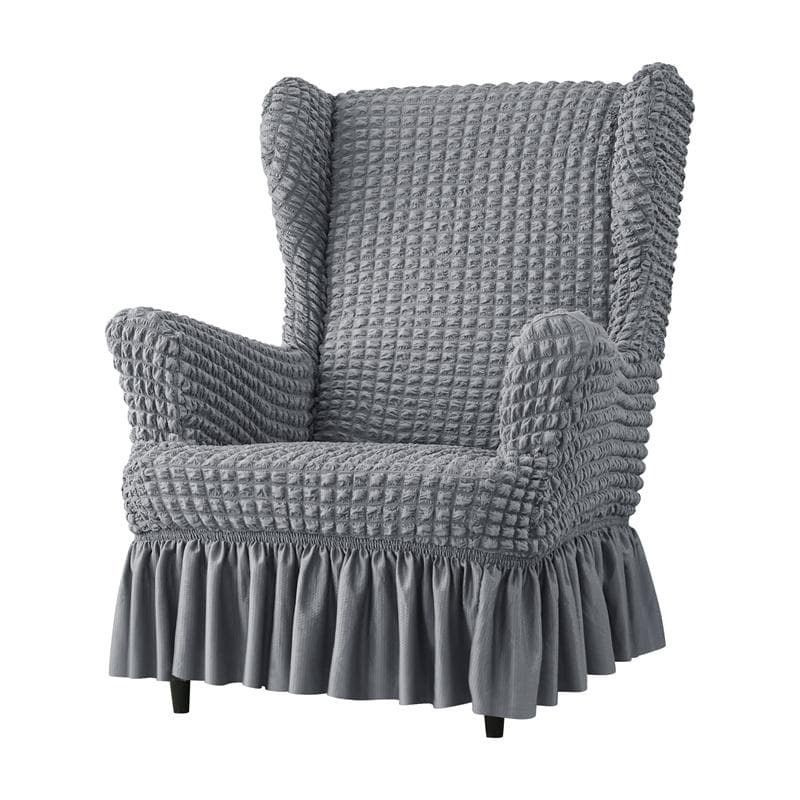 1PC Elastic Soild Color Wing Chair Covers Stretch Seersucker Armchair Cover Single Relax Wingback Sofa Cover Furniture Protector