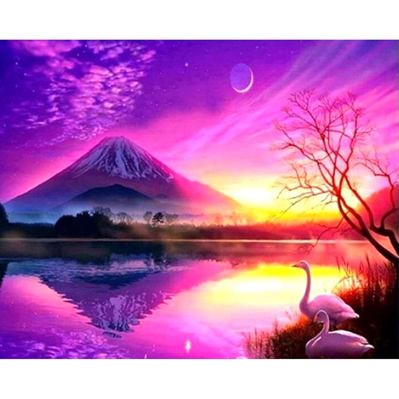 5D Diamond Painting Cross Stitch Pattern Art Diamond Embroidery Purple Sky Diamond Resin Home Decor 20X30CM