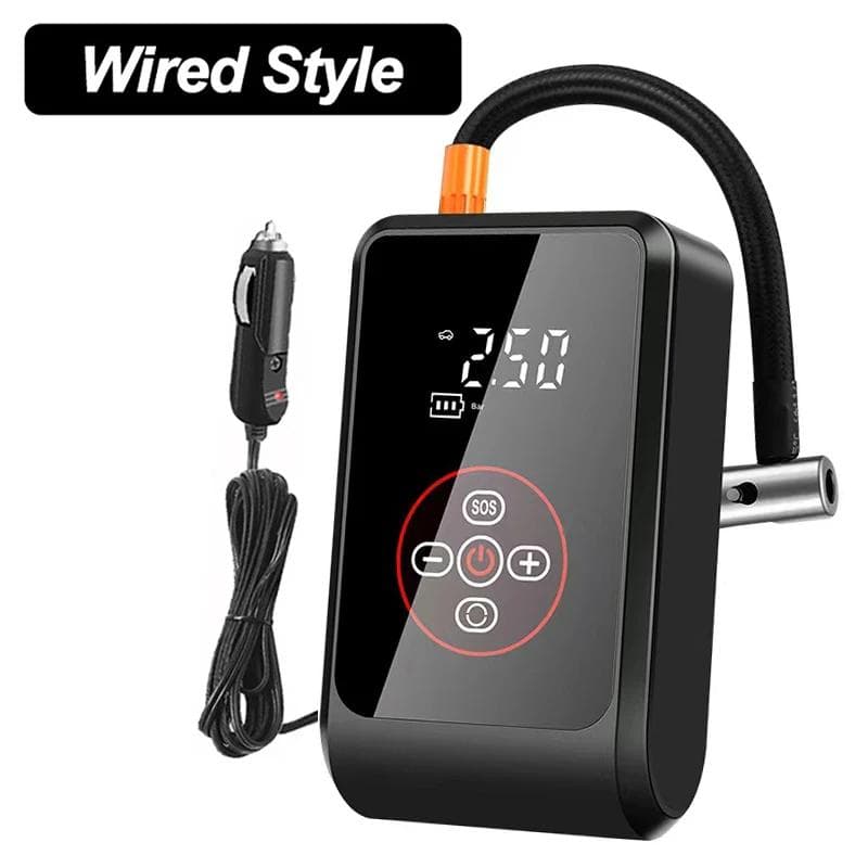 New Intelligent electric fast charging portable air pump suitable for motorcycles, bicycles, boats, cars, digital screen display Car Air Compressor Wired Style black