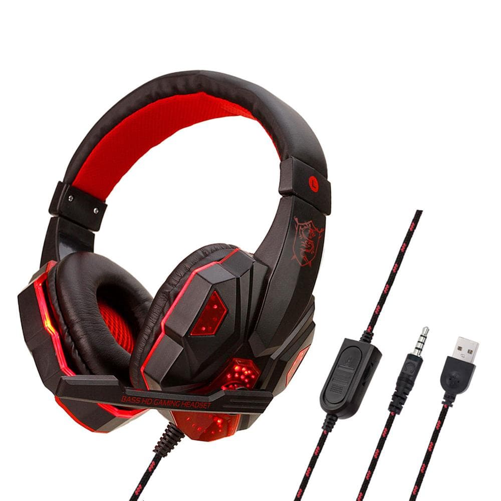 Professional Led Light Wired Gaming Headphones With Microphone For Ps4 Ps5 Xbox Computer Bass Stereo Pc Gaming Headset Gifts red