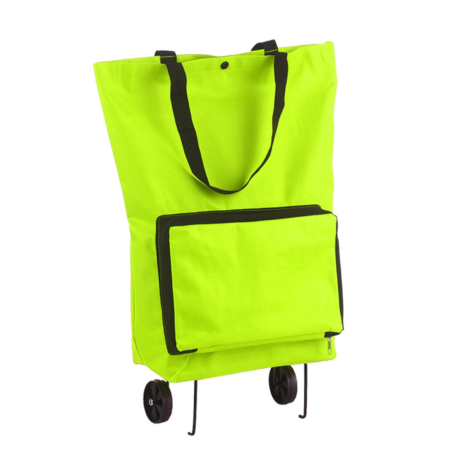 Foldable Shopping Trolley Bag with Wheels Collapsible Shopping Cart Reusable Foldable Grocery Bags green