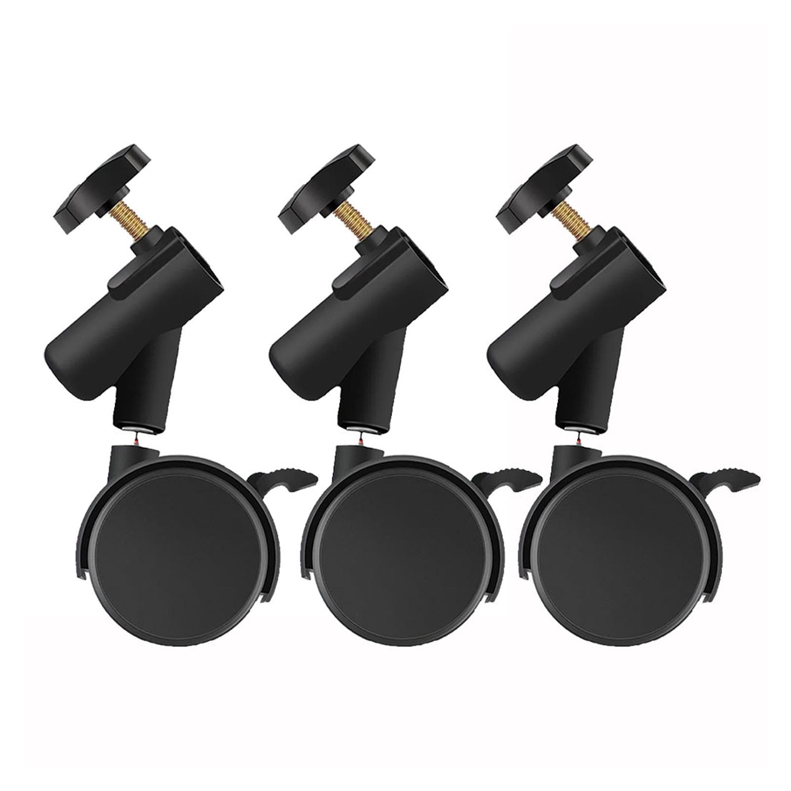 3pcs/set Flexible Swivel Casters Wheels with 16mm Diameter Mounting Holes for Photography Light black