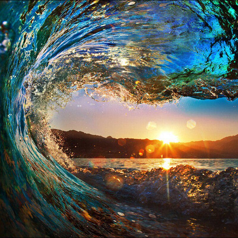 5D DIY Diamond painting Sunset under the waves Diamond Embroidery Mosaic Cross Stitch 30X30CM
