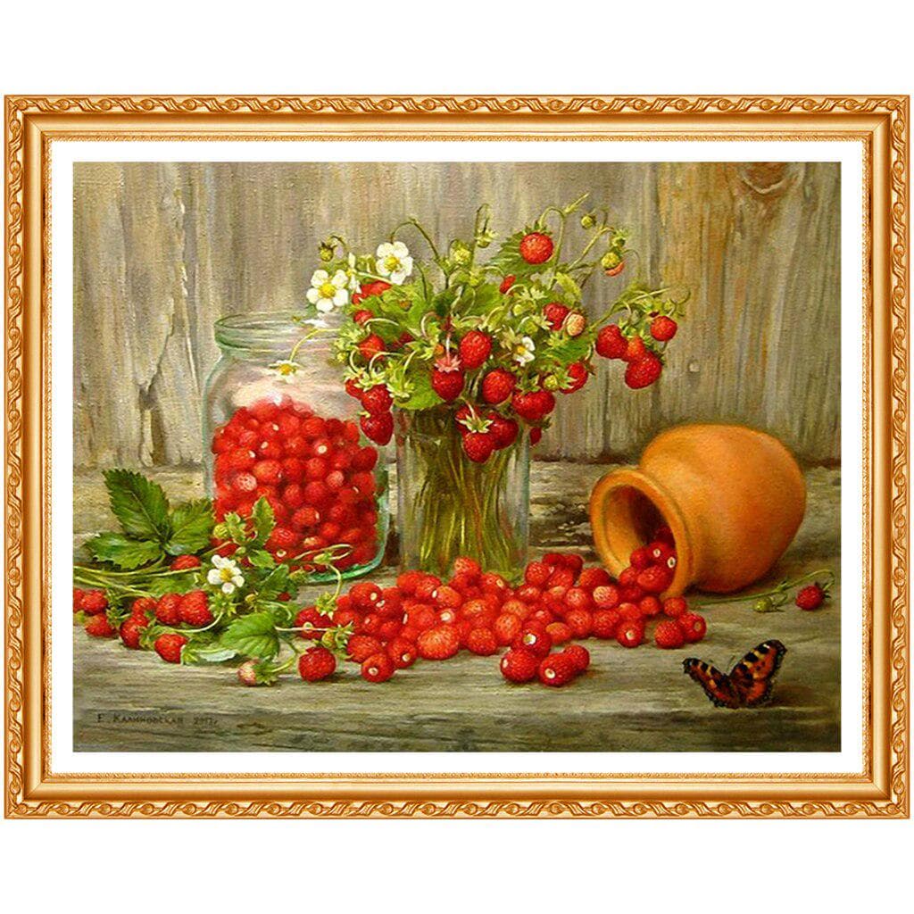 Diamond Painting Strawberry Flower Embroidery Full Round Diamond Cross Stitch Painting Home Decor 20X30CM