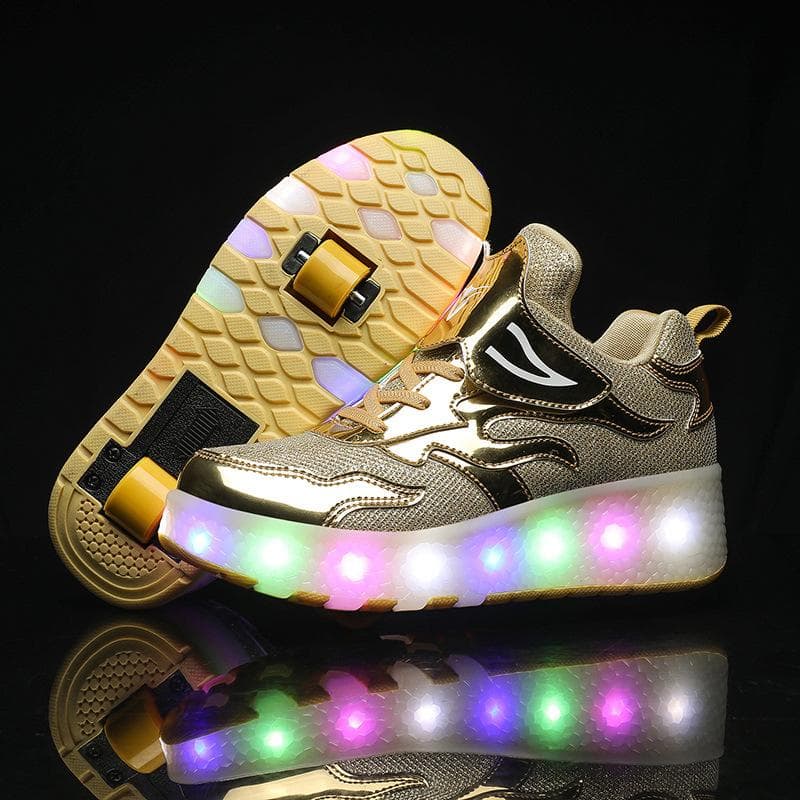 Runaway Shoes, Double-wheel Skates, Men's and Children's Pulley Shoes, LED Light Shoes 30