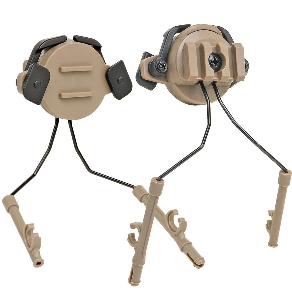 Tacticals Helmet Rail Headset Adapter Holder ARC Rail Adapter Headphone Suspension Bracket Left & brown