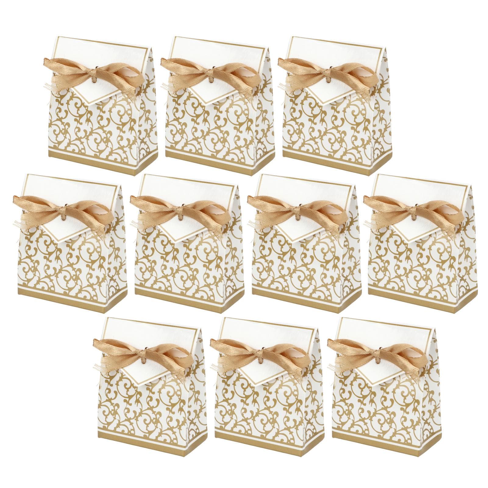 40 Sets Gift Bag Exquisite Unique Golden Pattern Bow Small Gift Box Decoration for Wedding Birthday