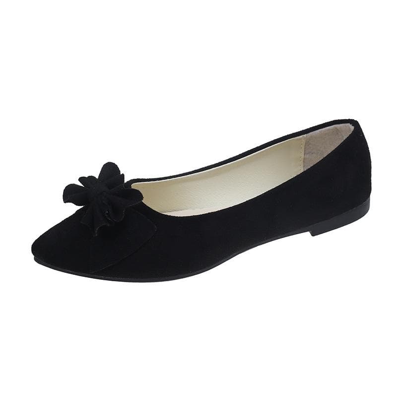 Women Girls Solid Big Size Slip On Flat Shallow Comfort Casual Single Shoes Multicolor 40 black