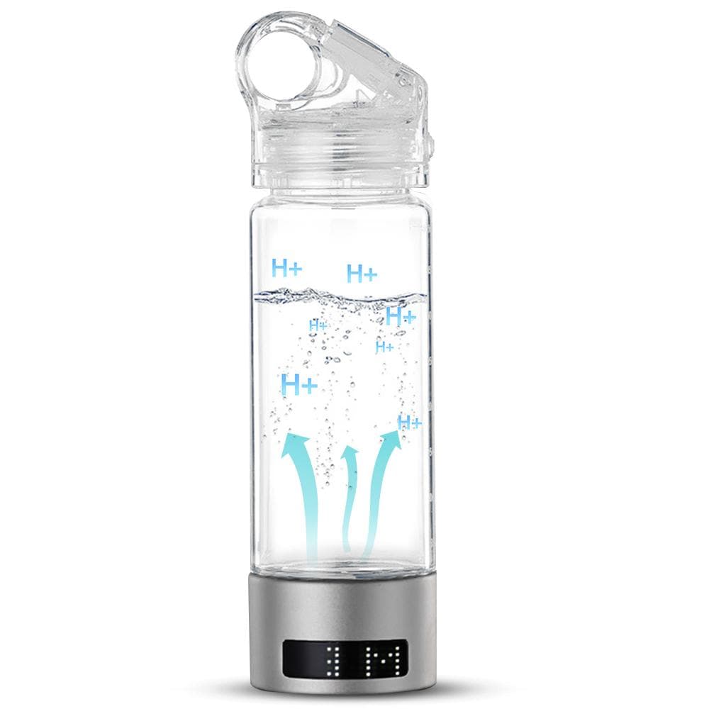 400ml Hydrogen Water Bottle Generator Type-C Rechargeable SPE Technology LED Display Portable silver