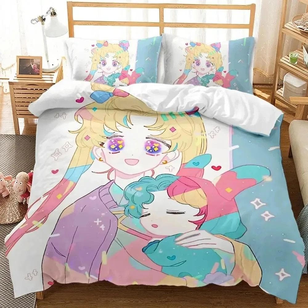 Cartoon S-Sailor Moon Bedding Sets exquisite bed supplies set duvet cover bed comforter set bedding set luxury birthday gift 135x200cm 2pcs