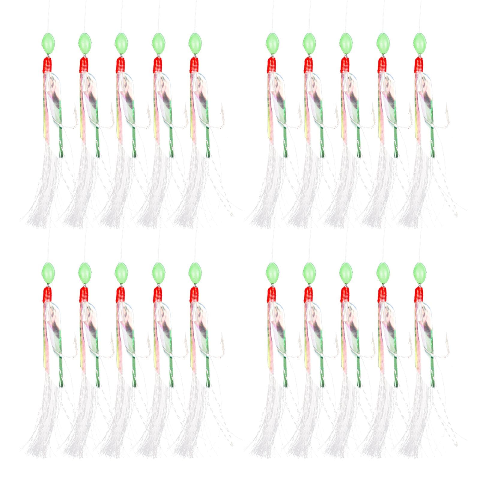 4 Packs/20pcs Mackerel Feather Hooks Sea Boat Fishing Lures Rigs 4 packs