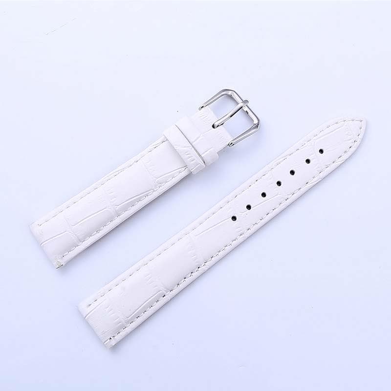 Genuine Leather Watchbands 12/14/16/18/20/22/24 Mm Watch Band Strap Steel Pin Buckle High Quality Wrist Belt Bracelet 20MM white