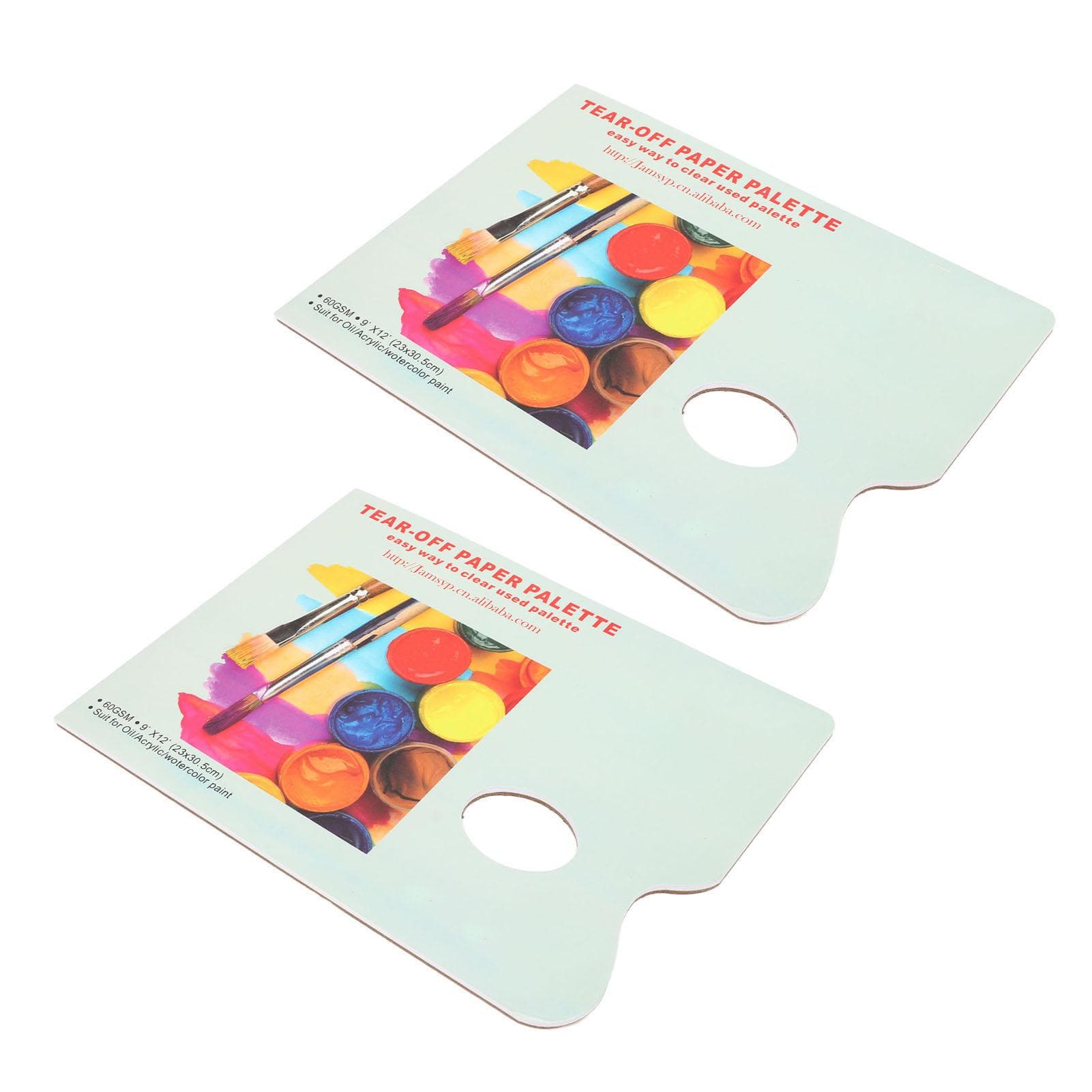 2 Pcs Disposable Paper Palette Double Sided White Disposable Palette for Watercolor Acrylic Oil