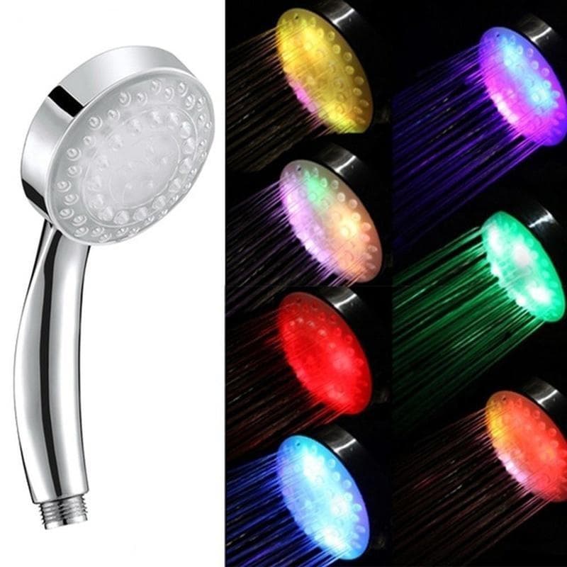 1Pcs LED Illuminated Shower 7 Colors Head Light Water Saving Automatically Color-Changing Bathroom Accessorries silver