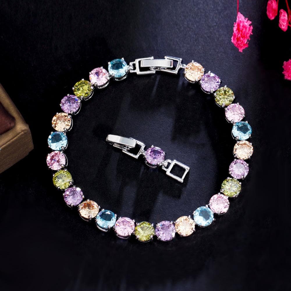 CMM High Quality Multicolor AAA Zircon Silvery Temperament Tennis Bracelet Fashion Women Jewelry Gift Wedding Jewellery for Brides multicolour