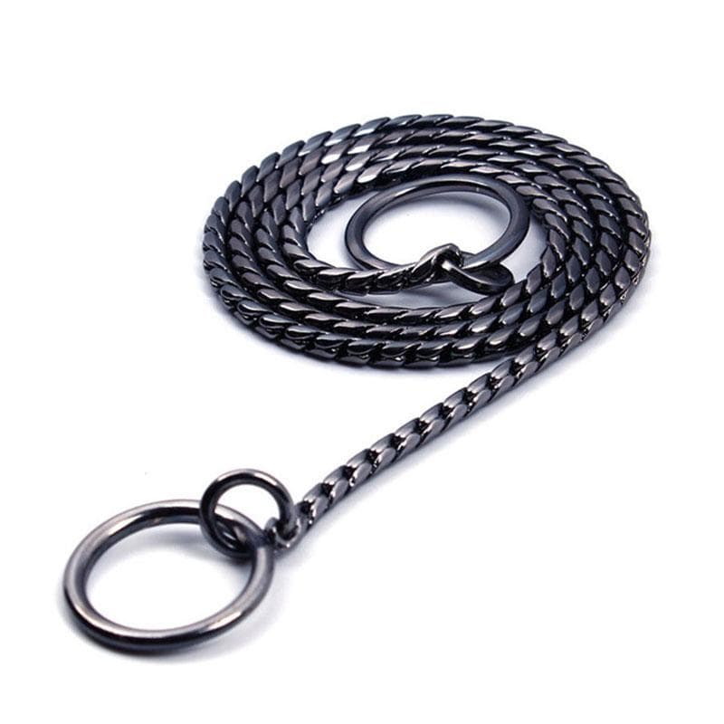 Gold Black Silver Dog Chain Collar Choke Pet Training Snake Collar with Heavy Links Plated Copper Pet Show Slip Collar for Dogs 14IN(35CM) black