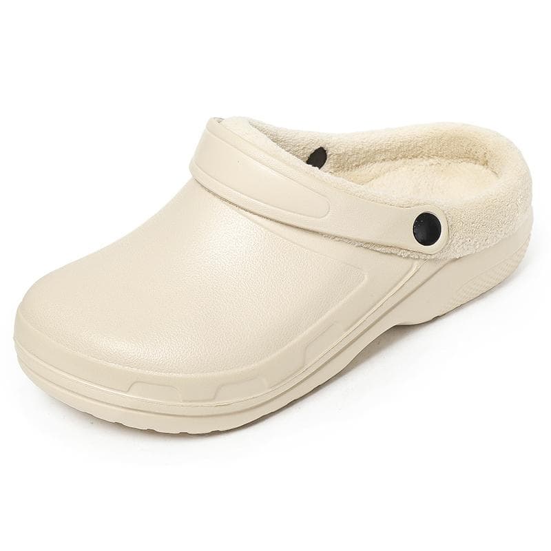 Winter Colgs Slippers Men Waterproof Garden Shoes Home Fur Clogs Soft Plush Slippers Bedroom Fuzzy Shoes Indoor Outdoor 39 beige