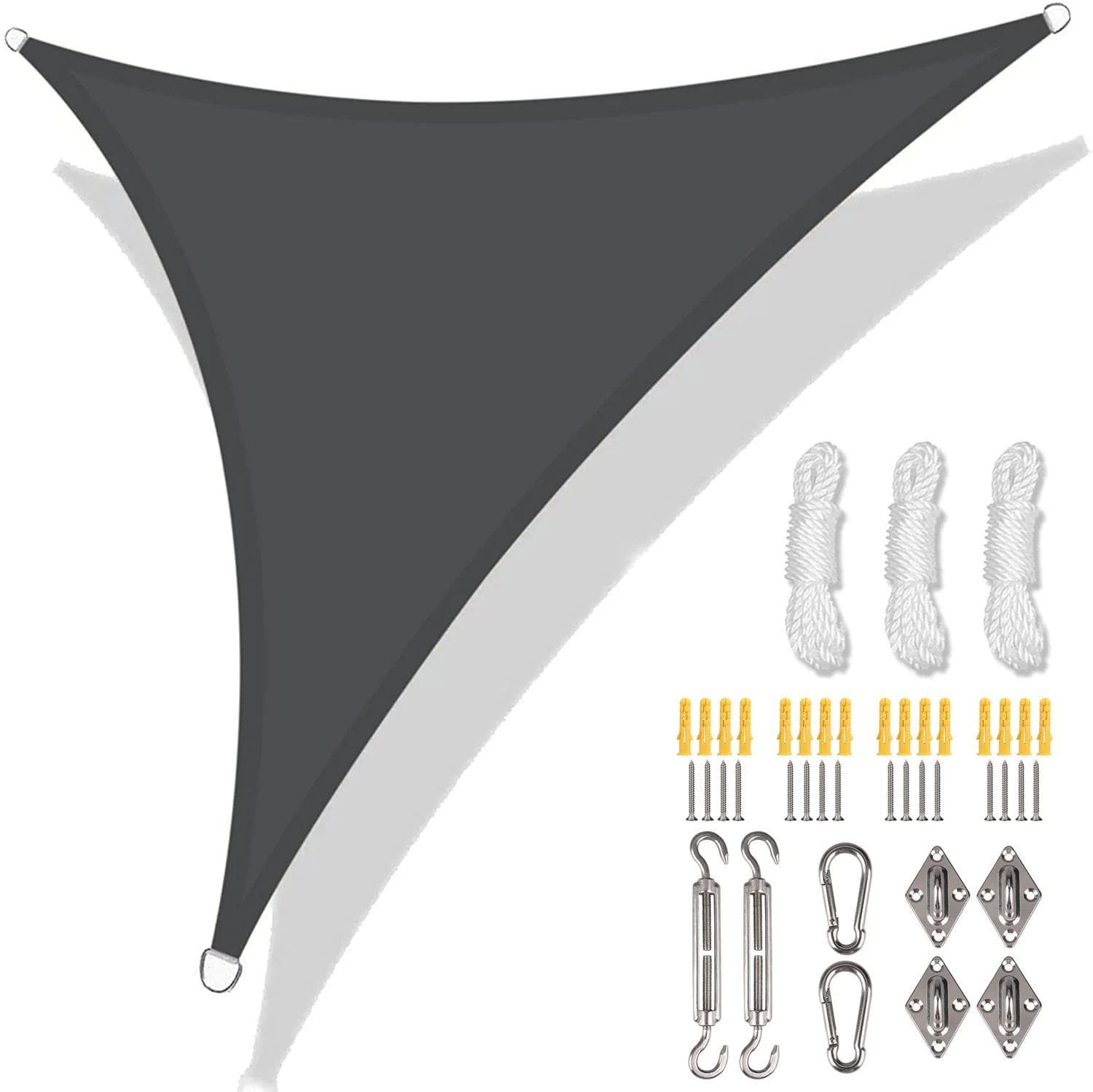 5/3.6/3/2M Triangle Shade Sail Waterproof Sunshade Sail Canopy 98%UV Block Awning with Free Rope for Garden Patio Pergola Gazebo 360x360x360CM