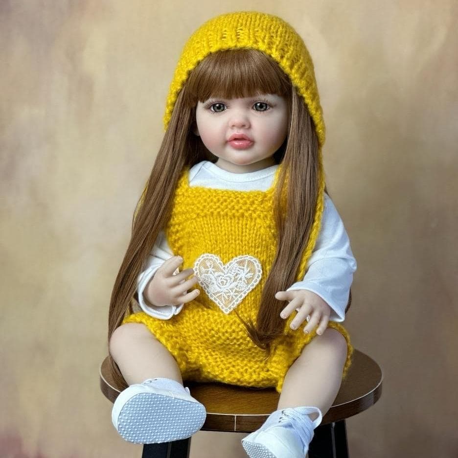 BZDOLL 55 CM Full Silicone Body Reborn Baby Beautiful Girl Doll Lifelike Realistic Princess Toddler Bebe same as picture