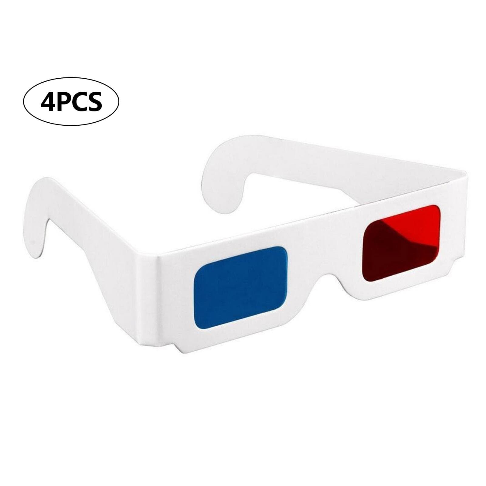 4Pcs 3D Cardboard Glasses Red & Cyan Anaglyph White Card Glasses for 3D Viewing 4pcs