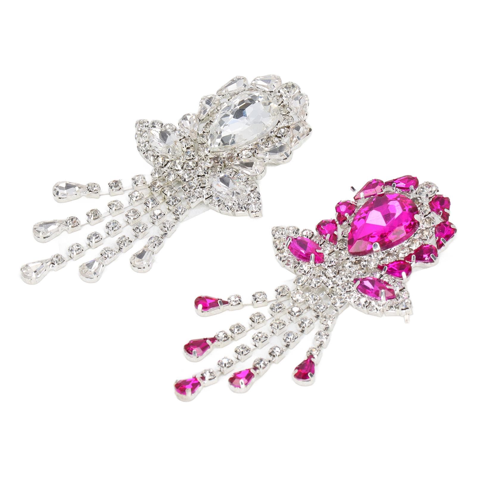 2 Pcs Rhinestone Brooch Shiny Elegant White Rose Red Wedding Brooches with Pin for DIY Crafts