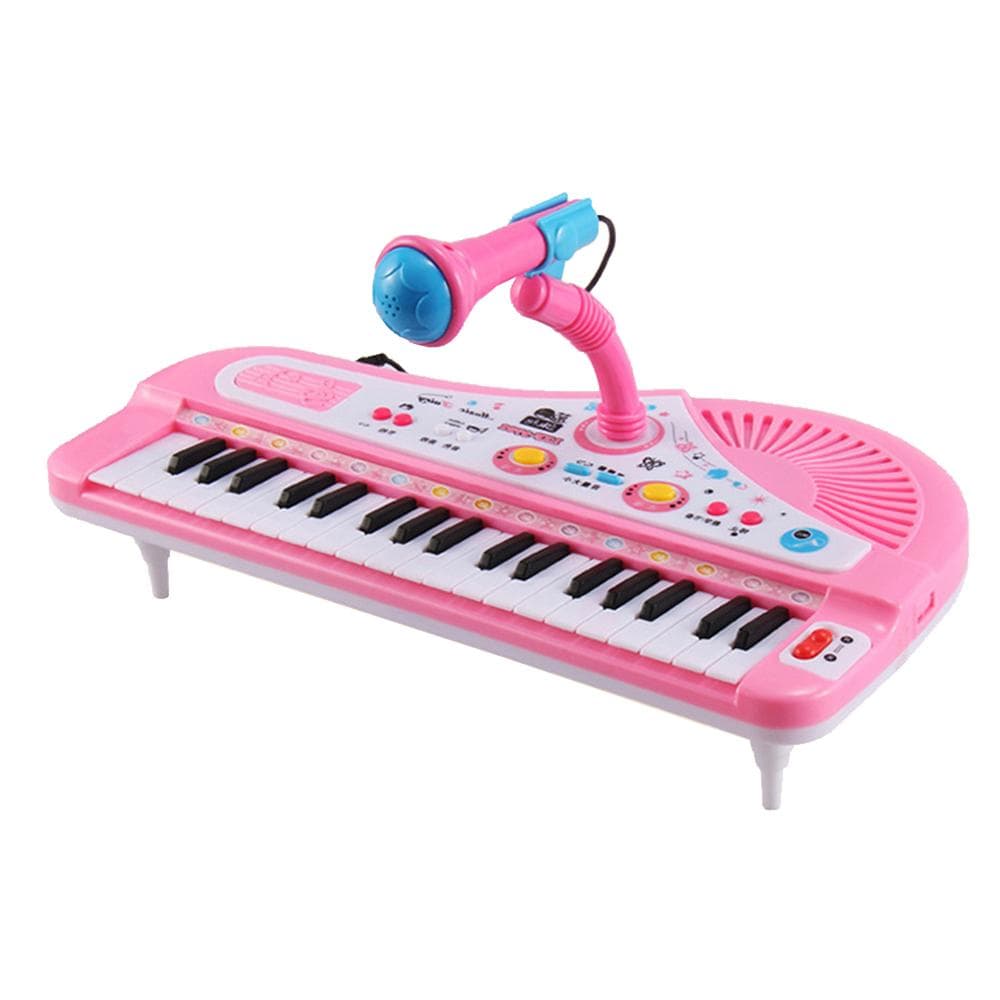 37 Keys Kids Musical Piano Electronic Piano Keyboard Toy Musical Instrument Toy with Microphone for pink