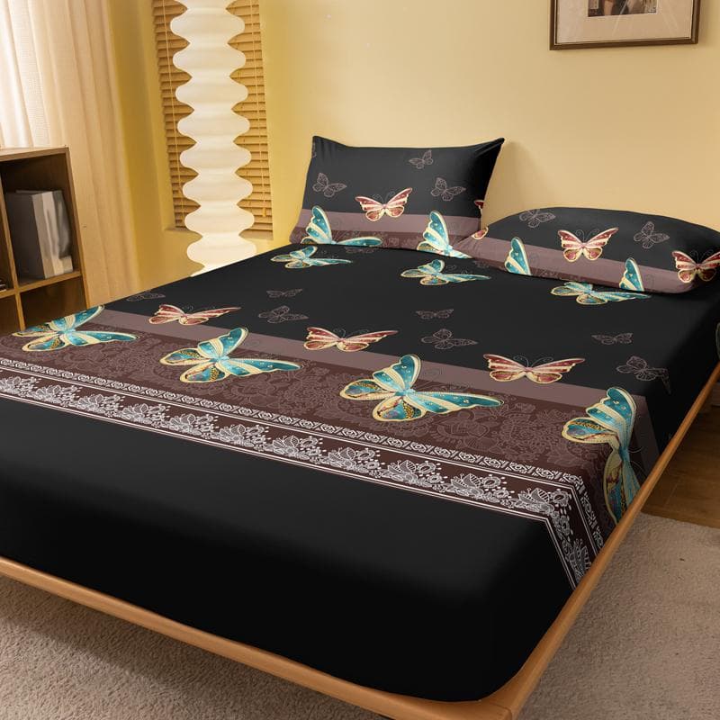 1 Simple Modern Butterfly Printed Matte Fitted Sheet, Bedroom Printed Bed Cover, Bedding (Excluding Pillowcases) 71x132cm