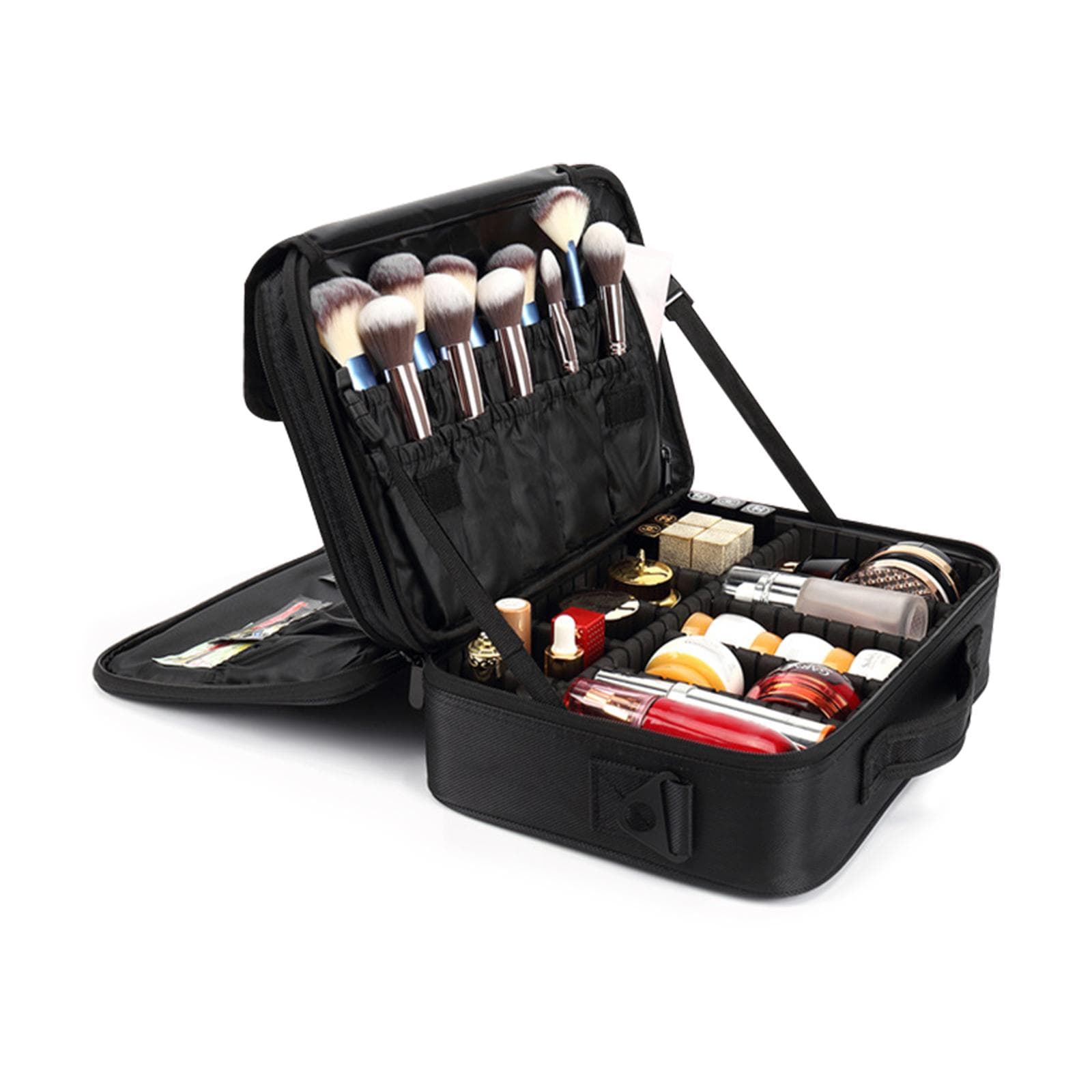 Large-capacity makeup bag professional embroidery tool box beauty nail handheld portable storage black